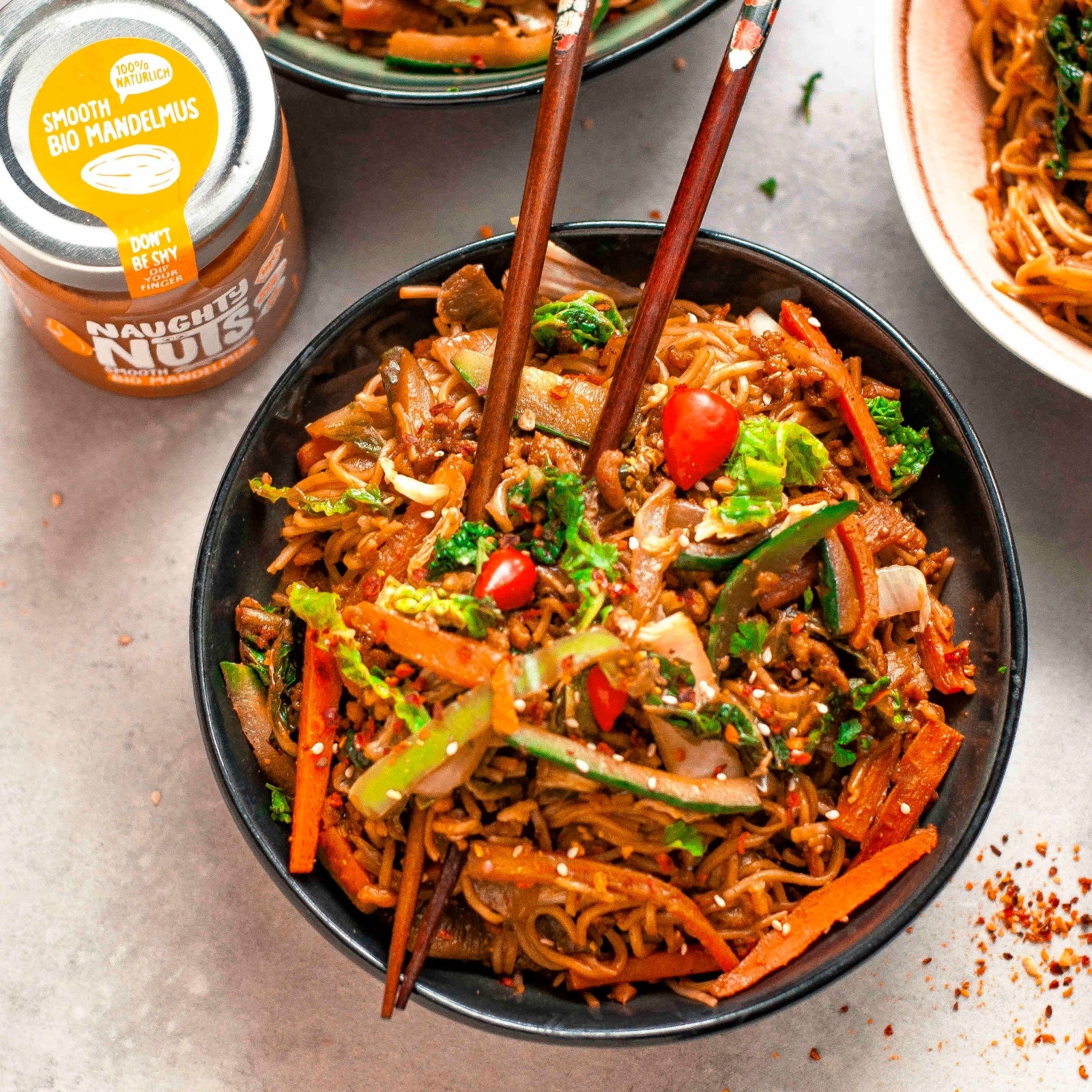 Mandel Reisnudelpfanne