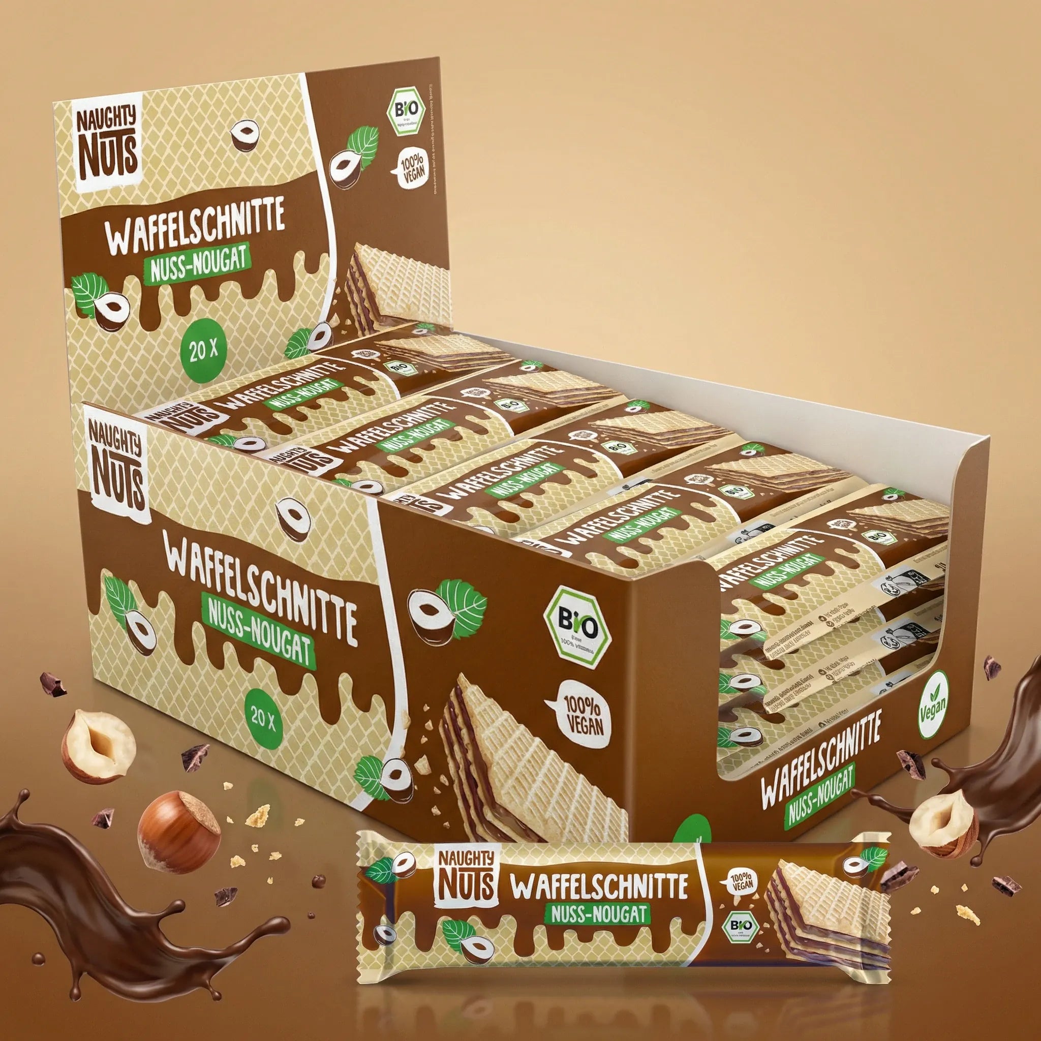 Naughty Nuts Waffelschnitte Bio Waffelschnitte Nuss-Nougat
