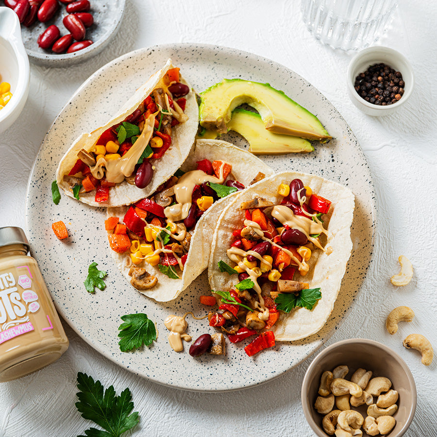 Vegane Tacos mit Naughty Nuts BIO Cashewmus Smooth