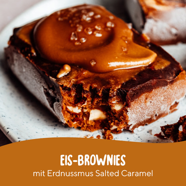 Eis Brownies mit Erdnuss Salted Caramel