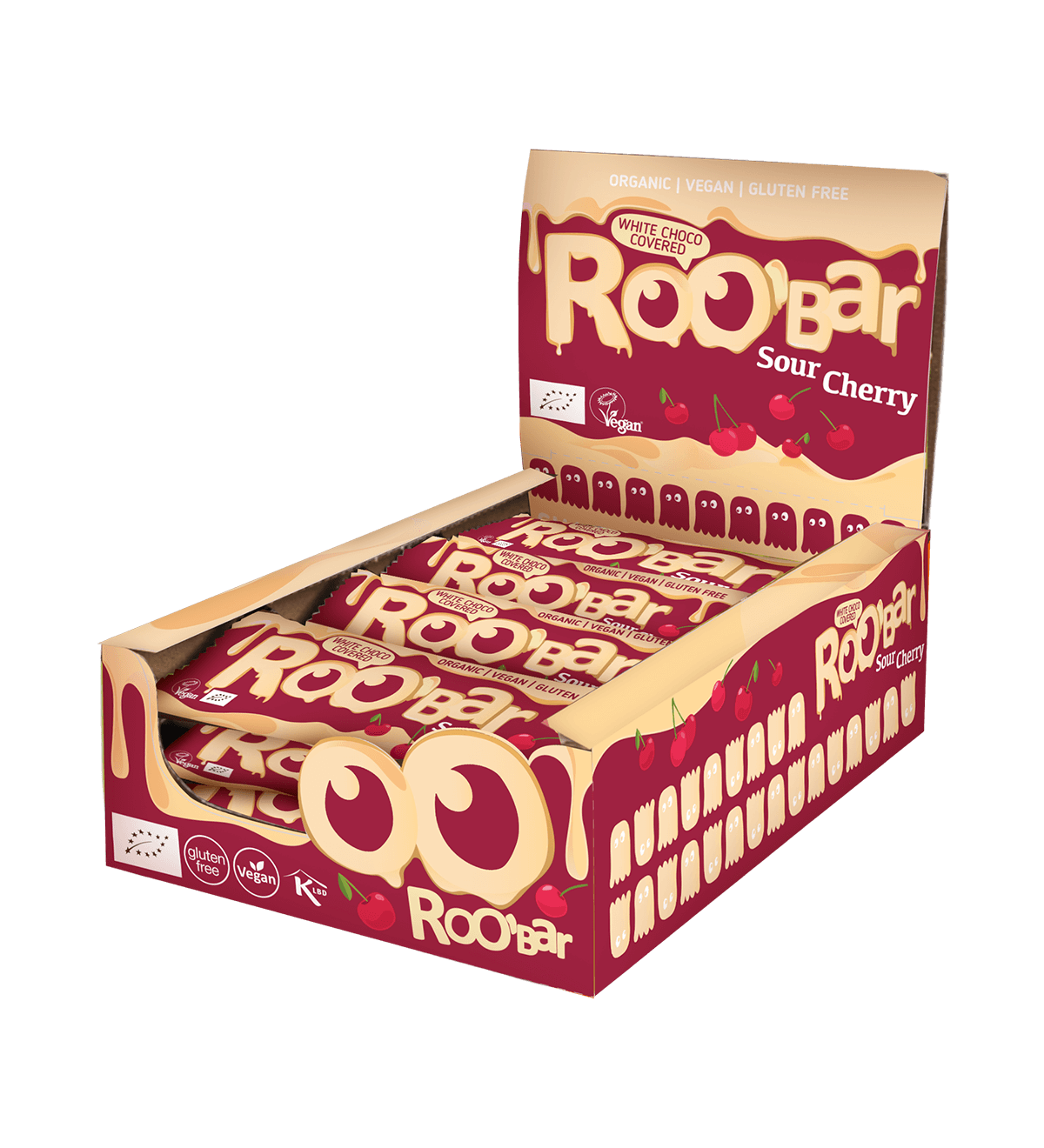Roobar Schoko-Riegel Bio Riegel mit weißer Schokolade und Sauerkirsche