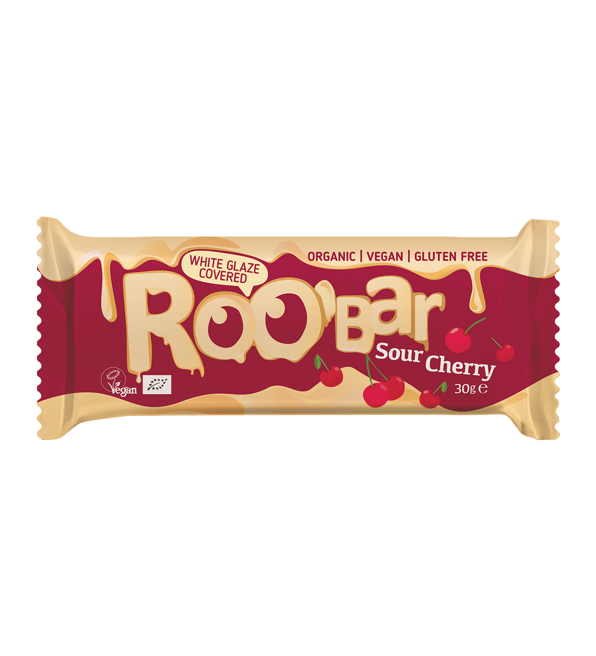 Roobar Schoko-Riegel Bio Riegel mit weißer Schokolade und Sauerkirsche