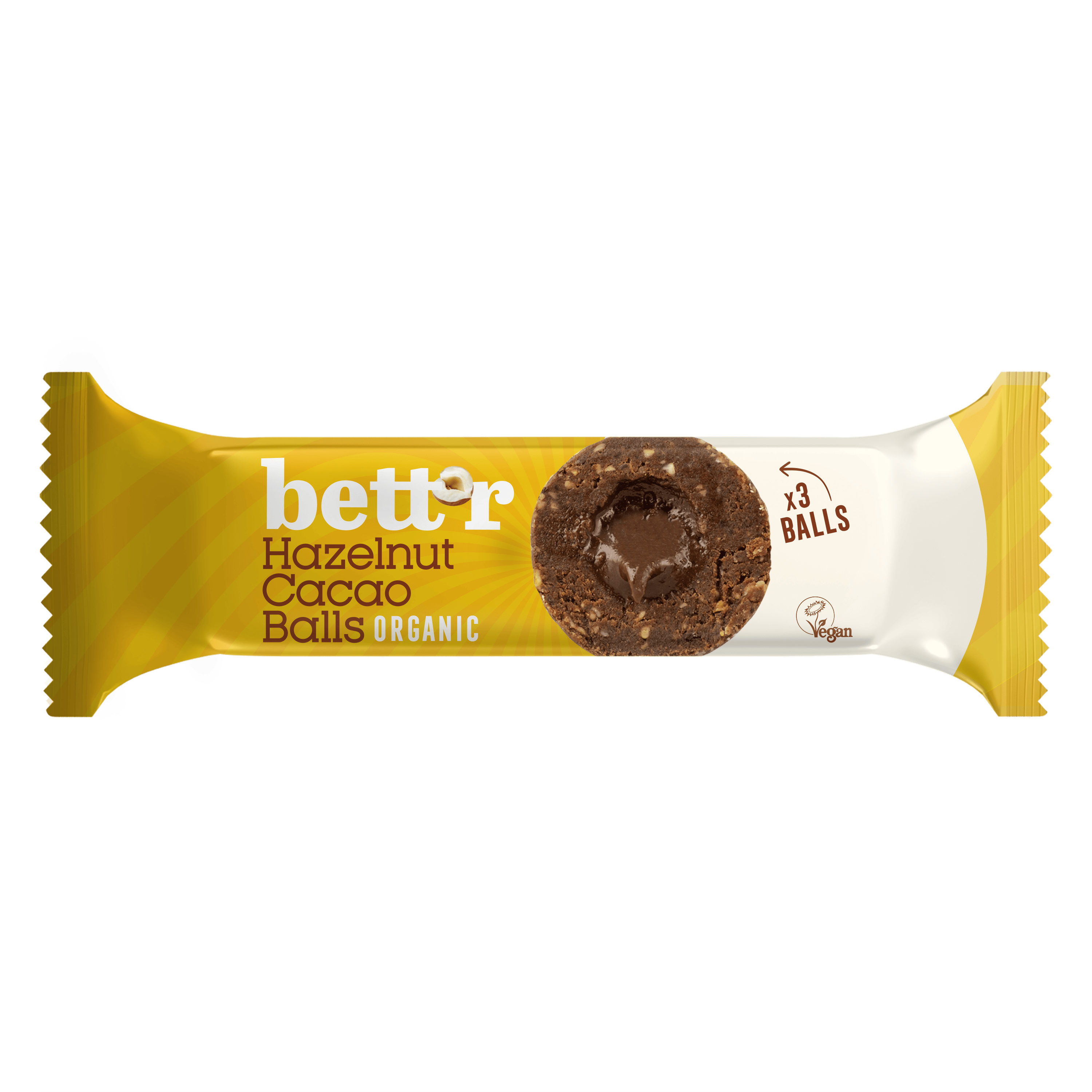 Bett'r Snacks Bio Fruchtkugeln mit Haselnuss- und Kakaofüllung