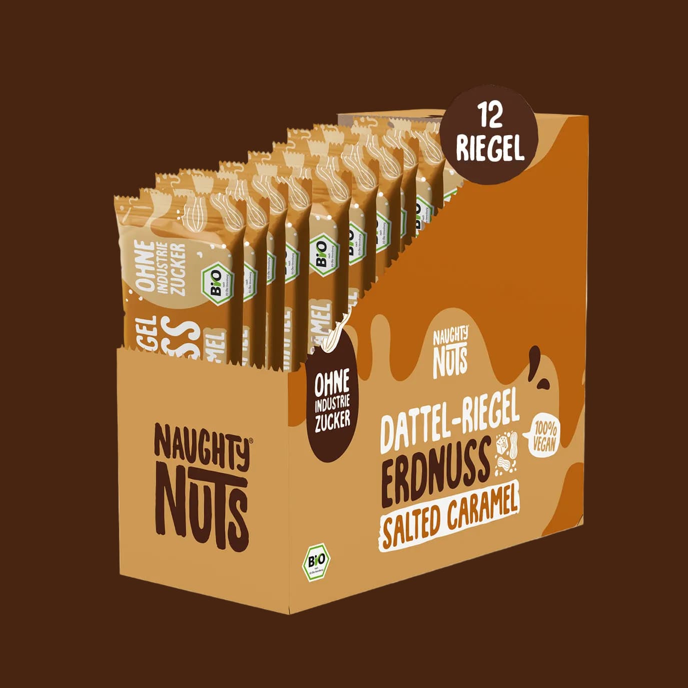 Naughty Nuts Nussmus Riegel Bio Dattel-Riegel Erdnuss Salted Caramel