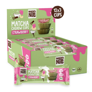 Naughty Nuts Matcha Cashew Cups Erdbeere 12x3er Packung