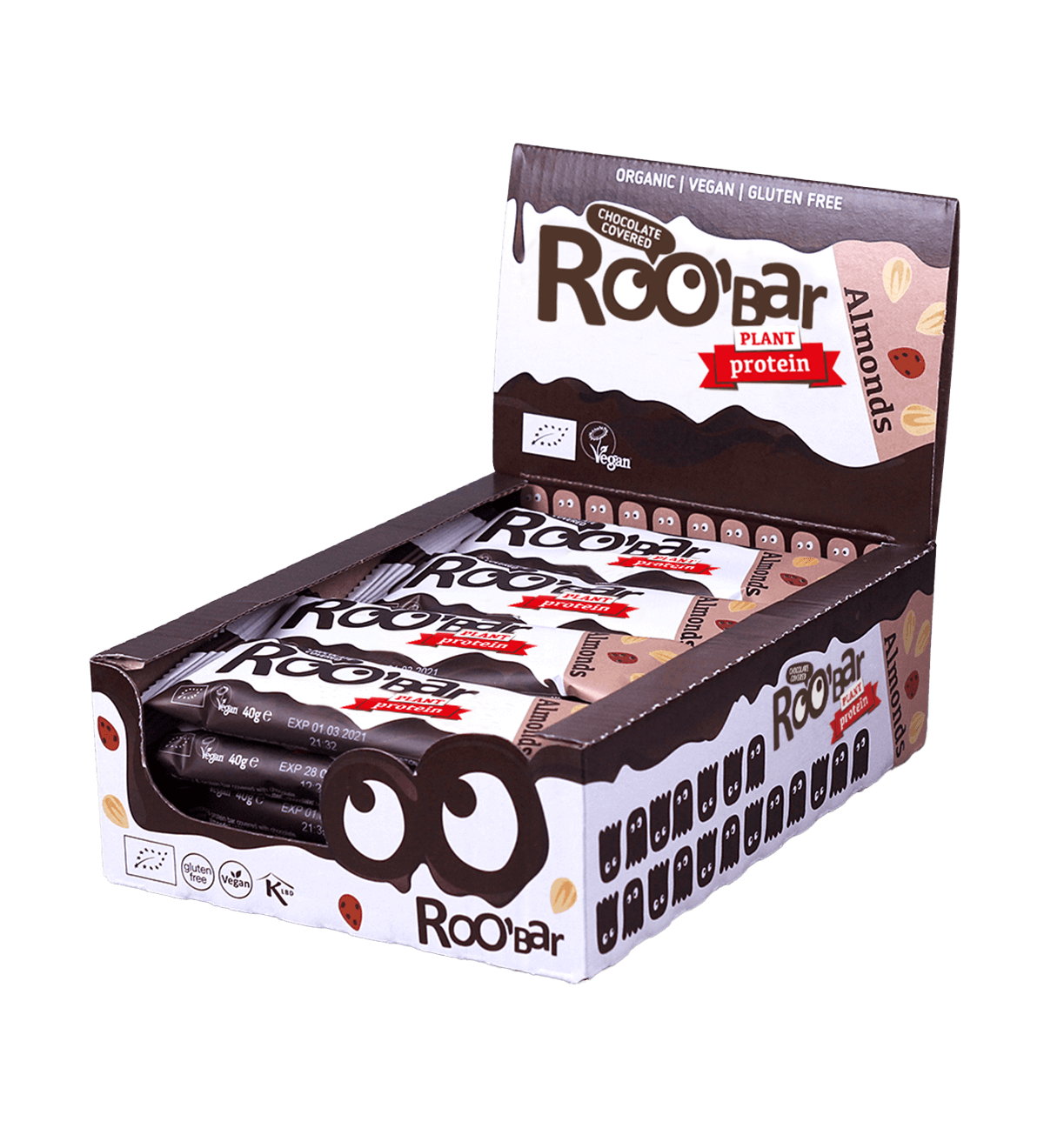 Roobar Schoko-Riegel Bio Protein Schokoriegel mit Mandeln