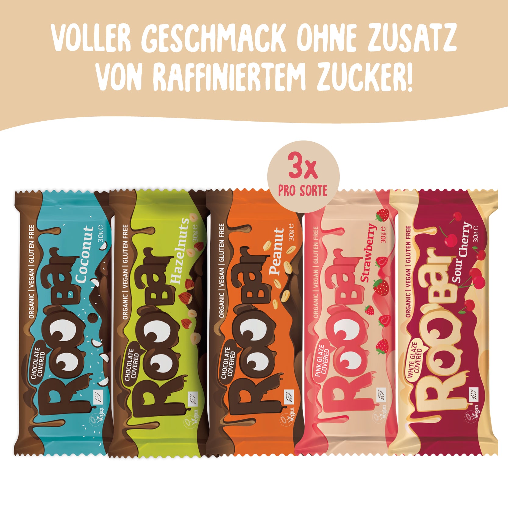 Probierpaket Schokoriegel Roobar  (15 Riegel)
